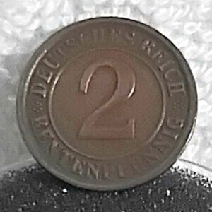 Circulated 1924 German 2 Rentenphennig Deutsches Reich Coin!!